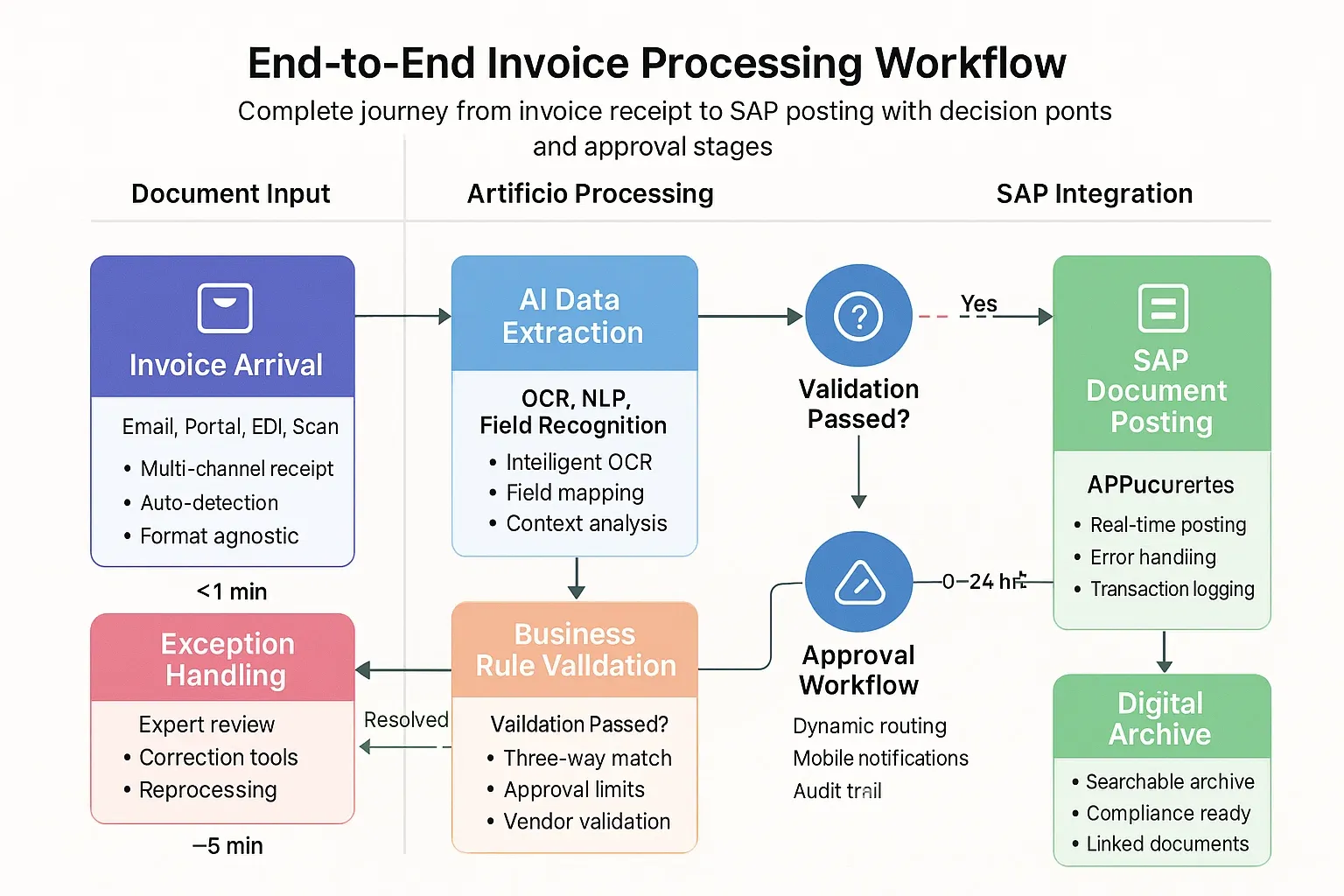 Artificio's end-to-end invoice processing workflow.